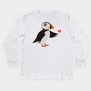 Puffin Seabird Iceland Love Waterfowl Kids Long Sleeve T-Shirt